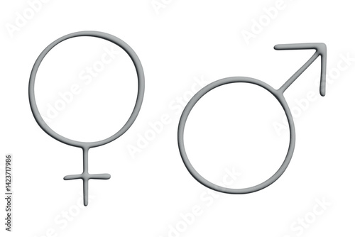 3d female and male gender identity icon Symbol used to represent sex and gender