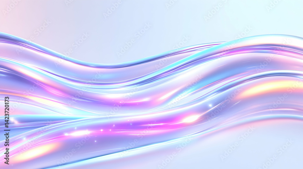 Fototapeta premium Iridescent, flowing, translucent waves with soft, pastel light