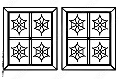 Snow-Kissed Windowpane Outline Art
