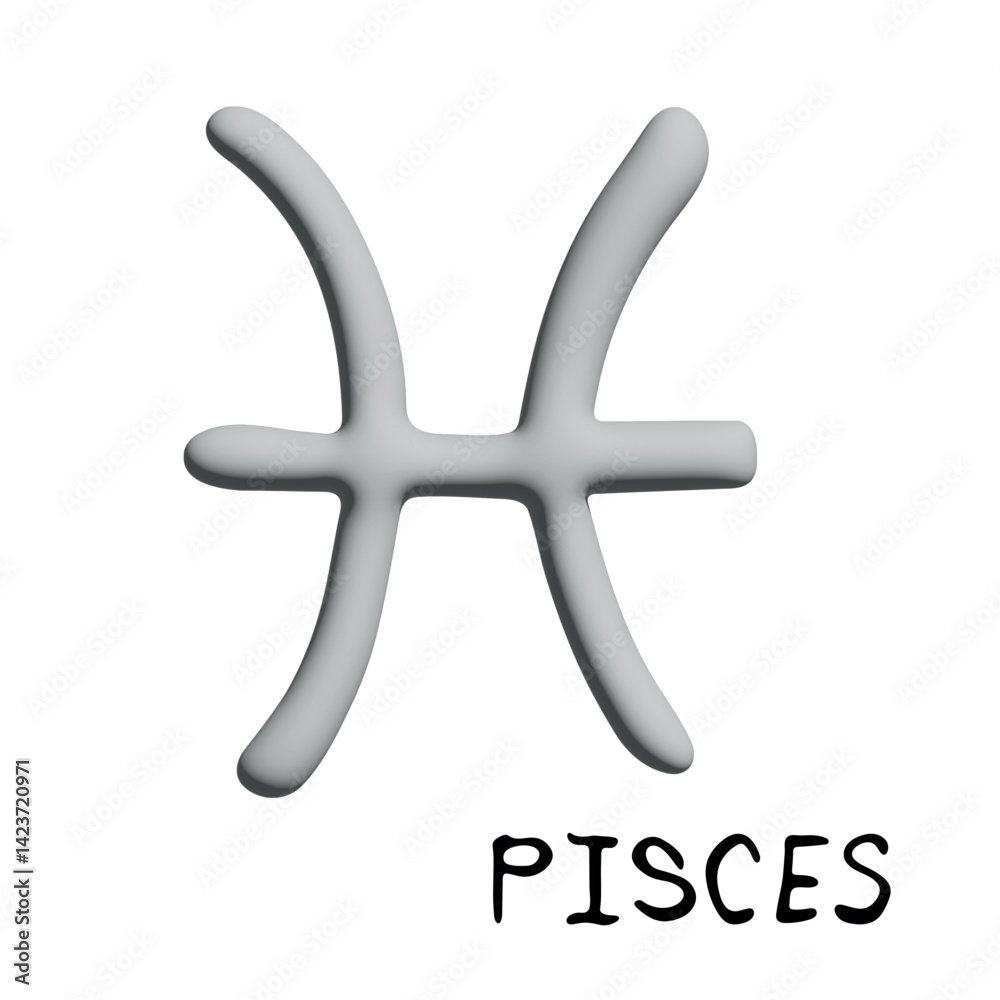 Fototapeta premium 3d pisces zodiac sign Esoteric symbol Astrology clipart Element for design