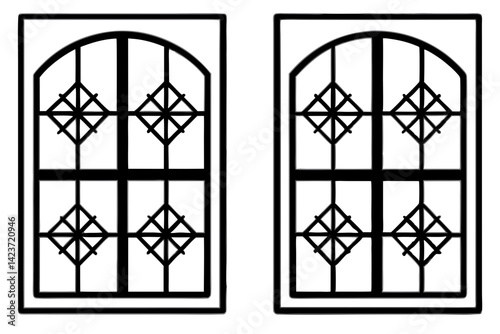 Snow-Kissed Windowpane Outline Art