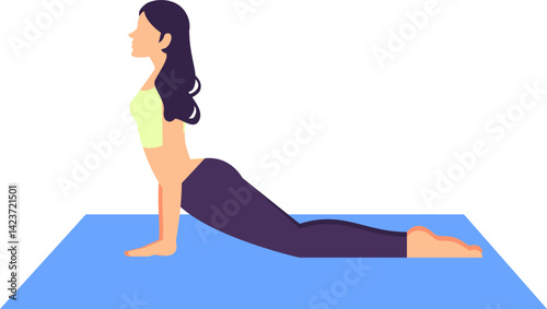 Illustration of Female Practicing Cobra Yoga Pose