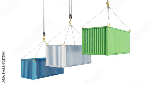 Photography Cranes unload three containers at once from ship