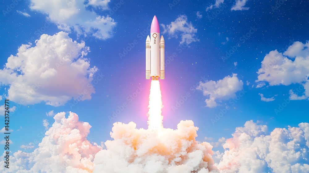 Rocket Launch, Cloud Sky Rocket Launch, Cloud Sky