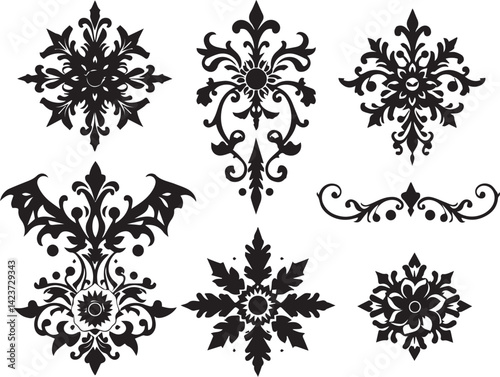 A set of elements, symbols, ornaments, mandalas. Hand drawn vector illustration