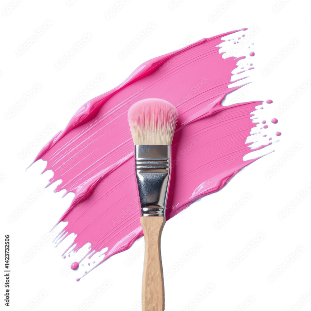 Pink Paintbrush Stroke, Transparent Background. Artistic, Creative.