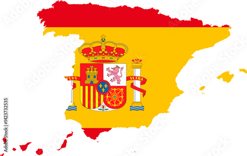 Spain County Map And Flag Design