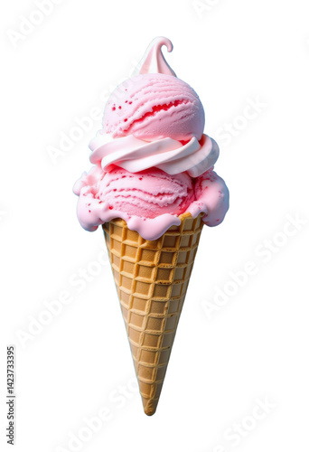 Obraz na płótnie Pink Ice Cream Cone with Transparent Background. Sweet Treat! w salonie