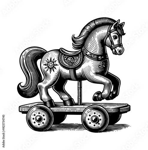 Vintage rocking horse childhood memories with retro design toys nostalgia