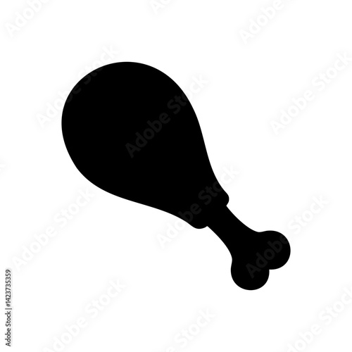 Black silhouette icon of a chicken leg or drumstick, commonly used for food apps, restaurant signs, and menu illustrations.