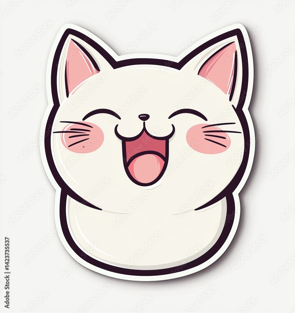 Adorable Happy Cat Cartoon Character: A Joyful and Playful Feline Sticker Design Adorable Happy Cat Cartoon Character: A Joyful and Playful Feline Sticker Design
