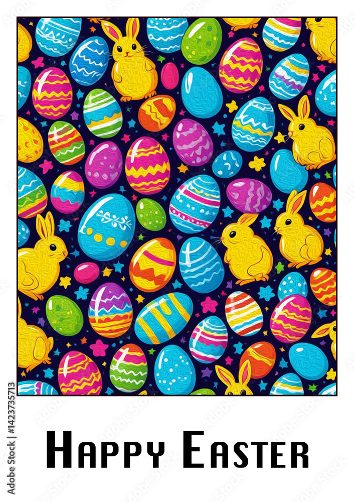 Easter. Card design. Pattern for printing on wall decorations, covers, posters. Oil paint Easter. Card design. Pattern for printing on wall decorations, covers, posters. Oil paint