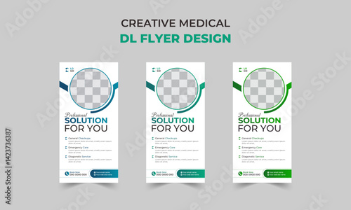 Creative medical DL flyer design for healthcare, Creative medical rack card or dl flyer templates vector premiums 
