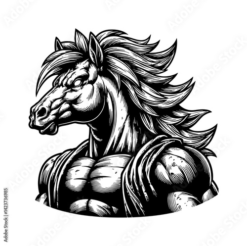 A strong horse is practicing karate with energy and powerful for fighting.