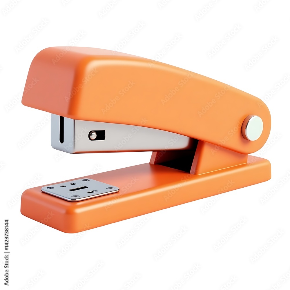 Orange stapler on white clean design 3D render office supply Orange stapler on white clean design 3D render office supply