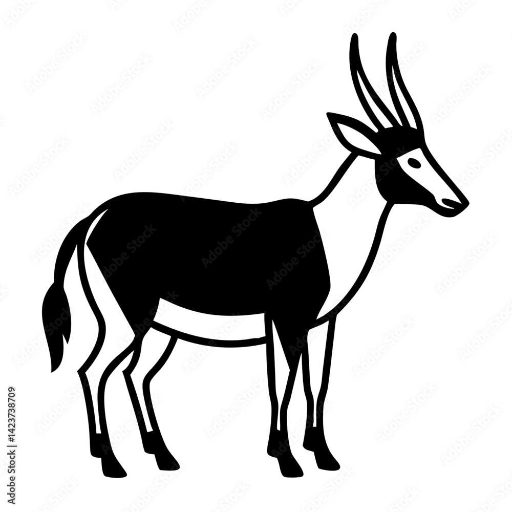 An Elegant Sable Antelope Illustration, depicting the powerful creature in a striking monochrome presentation. An Elegant Sable Antelope Illustration, depicting the powerful creature in a striking monochrome presentation.