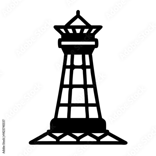A minimalist silhouette of a sturdy lighthouse, standing tall against a clear, expansive sky, a symbol of guidance and steadfastness.