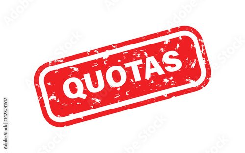 red grunge QUOTAS rubber stamps. Stamped text isolated on white background. Trade ban, restrictions, import and export limits, economic regulations, global market control. supply chain regulation.