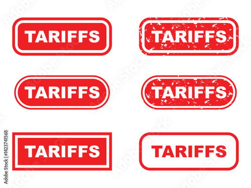 Red grunge rubber stamp with text TARIFF vector. distressed texture and grunge style. symbolizing trade restrictions, import duties, global economy, taxation, financial policies. vector illustration.