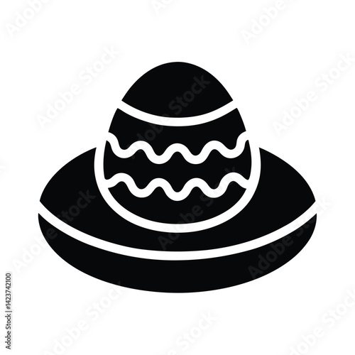 easter bonnet stencil icon vector illustration