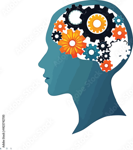 Understanding the mind concept brain gears thinking process psychology mental health illustration and cognitive function