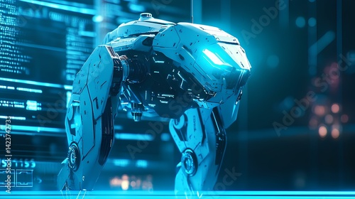 Abstract futuristic technology robot with blue light illustration 