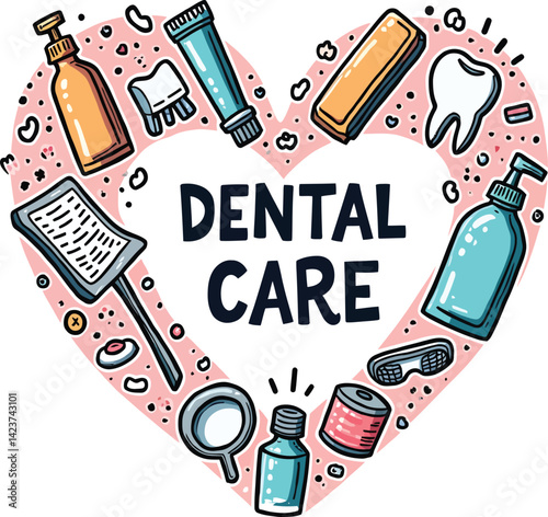 Dental care products and oral hygiene supplies for healthy teeth and gums illustration vector image
