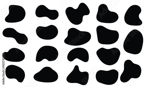 Organic shape liquid form set. Doodle abstract liquid blob, wavy fluid different form. Vector illustration EPS 10