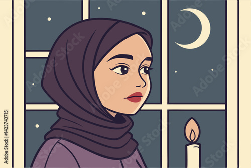 Muslim Woman Wearing Hijab Modest Fashion and Cultural Illustration
