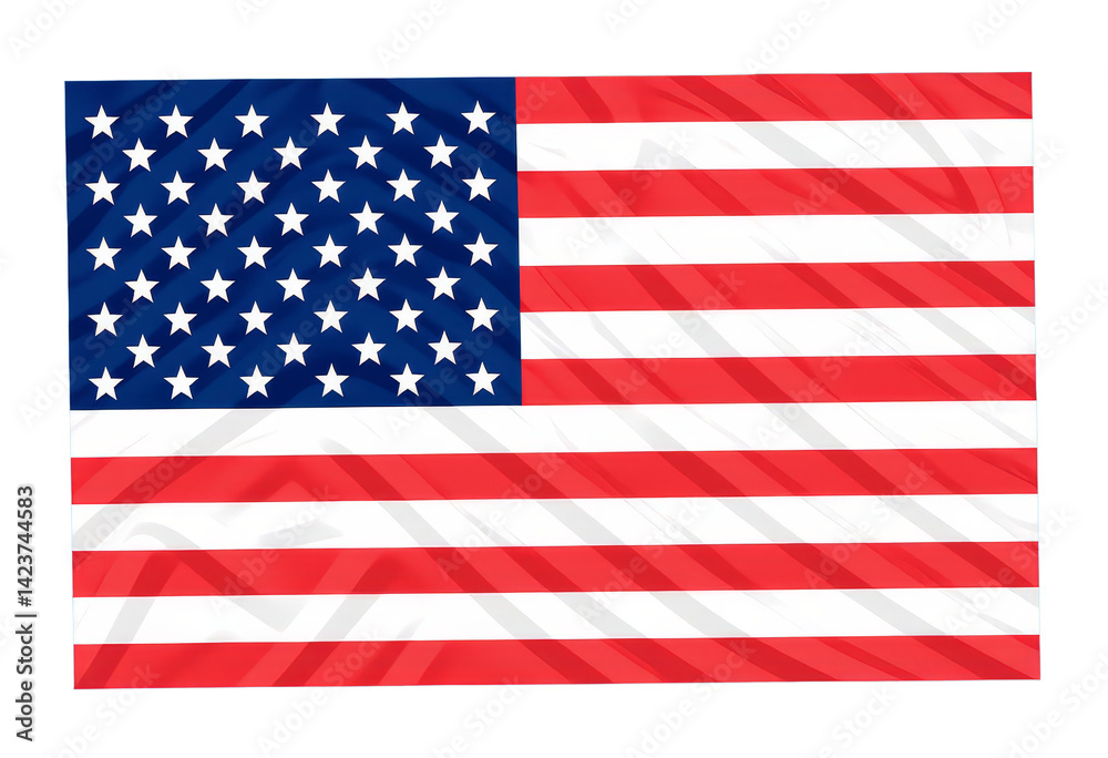 USA Flag, Distorted, Red White Blue, Transparent Background.