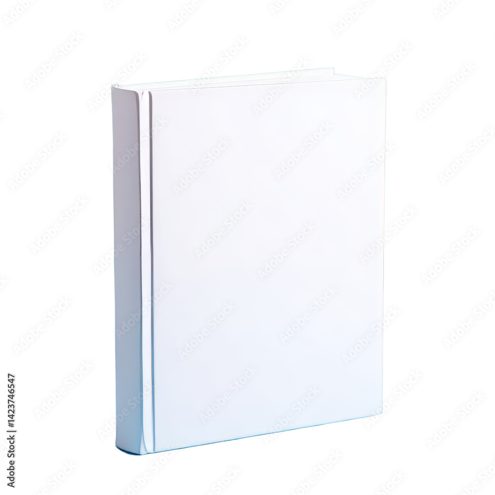 White Hardcover Book Mockup, Blank Cover, transparent background.