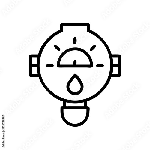 Water Meter Icon with Measurement Display  