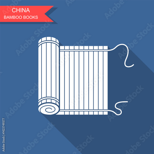 Bamboo scroll taoism glyph icon vector. Chinese bamboo scroll taoism sign. isolated symbol illustration