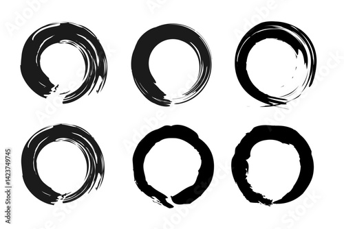墨で描いた円のベクターイラストセット