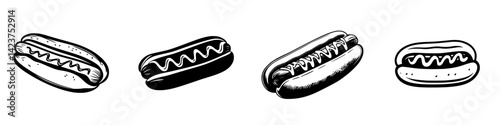 Obraz na płótnie Variety of hot dog icons designed for culinary and event graphics in a minimal style w salonie