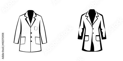 Professional icon set featuring lab coats for medical and scientific applications with detailed designs for modern needs