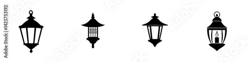 Collection of decorative lantern icons suitable for various design projects and themes