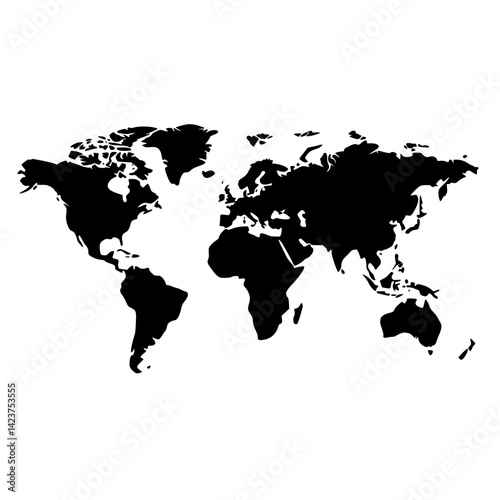 World map icon set featuring black silhouette design suitable for various applications and projects