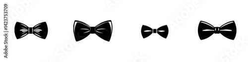 Various black bow tie icons featuring different designs for formal attire or event styling purposes