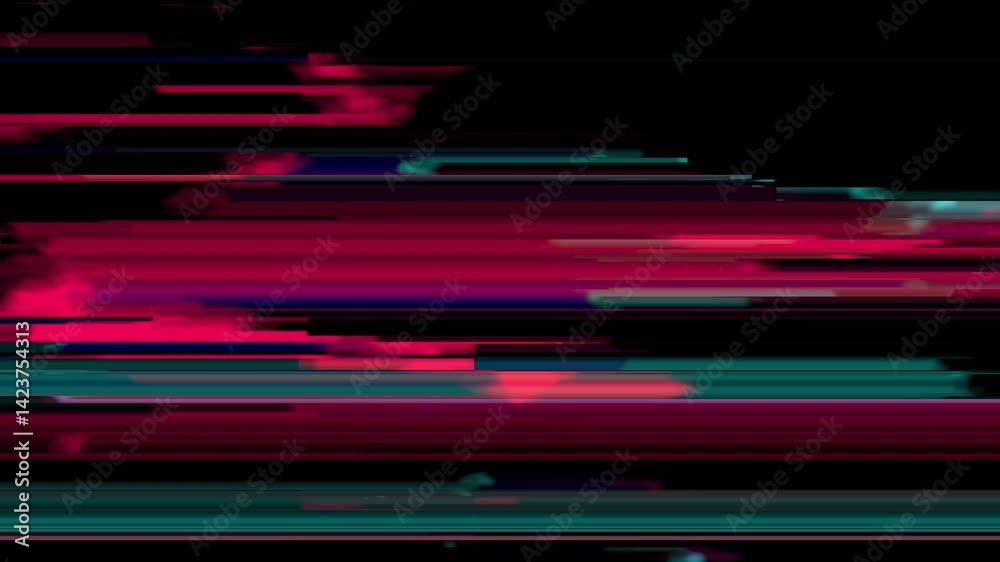 Abstract Glitch Overlay Video Dynamic Streaks of Crimson and Teal for Digital Art