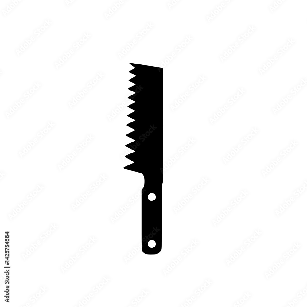 Black icon of a serrated knife, suitable for culinary and graphic design purposes Black icon of a serrated knife, suitable for culinary and graphic design purposes