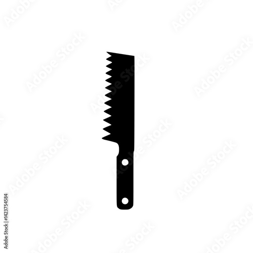 Black icon of a serrated knife, suitable for culinary and graphic design purposes