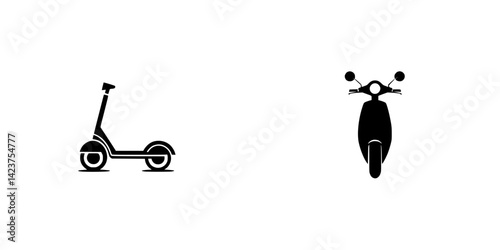 Icon set featuring a scooter and a motorcycle in minimalistic design for transportation themes