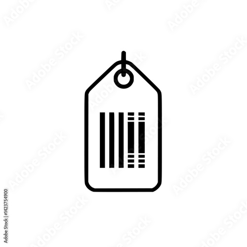 Icon set featuring a minimalistic price tag design with barcode elements for modern graphic applications
