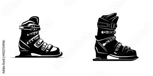 Icon set showcasing various types of skates designed for ice and roller sports activities
