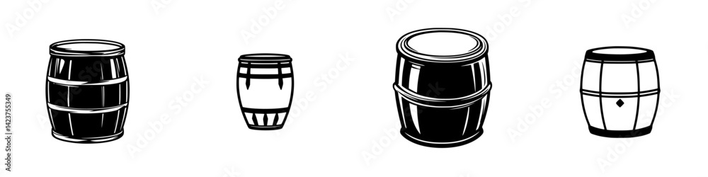 Collection of Various Barrel Icons for Use in Design Projects and Illustrations Collection of Various Barrel Icons for Use in Design Projects and Illustrations
