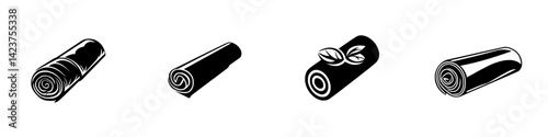 Icon set featuring various rolled items for design or digital use, showcasing simple and clear illustrations