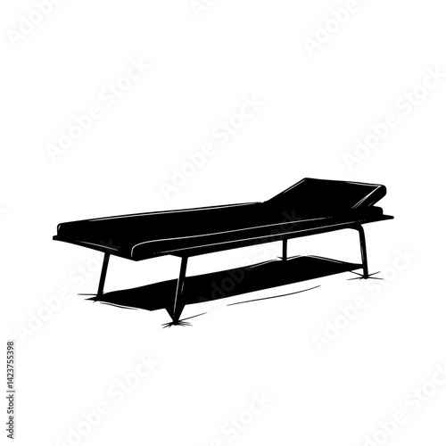 Icon set featuring a minimalist design of a modern chaise lounge for interior decoration and design applications