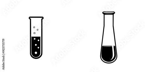 Science icon set featuring test tubes and flasks for educational and laboratory themes