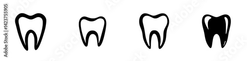 Icon set featuring various tooth designs suitable for dental themed projects and applications
